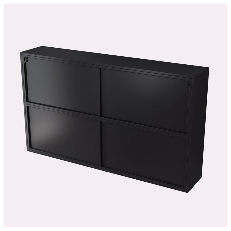 Armoire murale en verre 47,25 po à quatre portes, Noir, noir, noir, noir