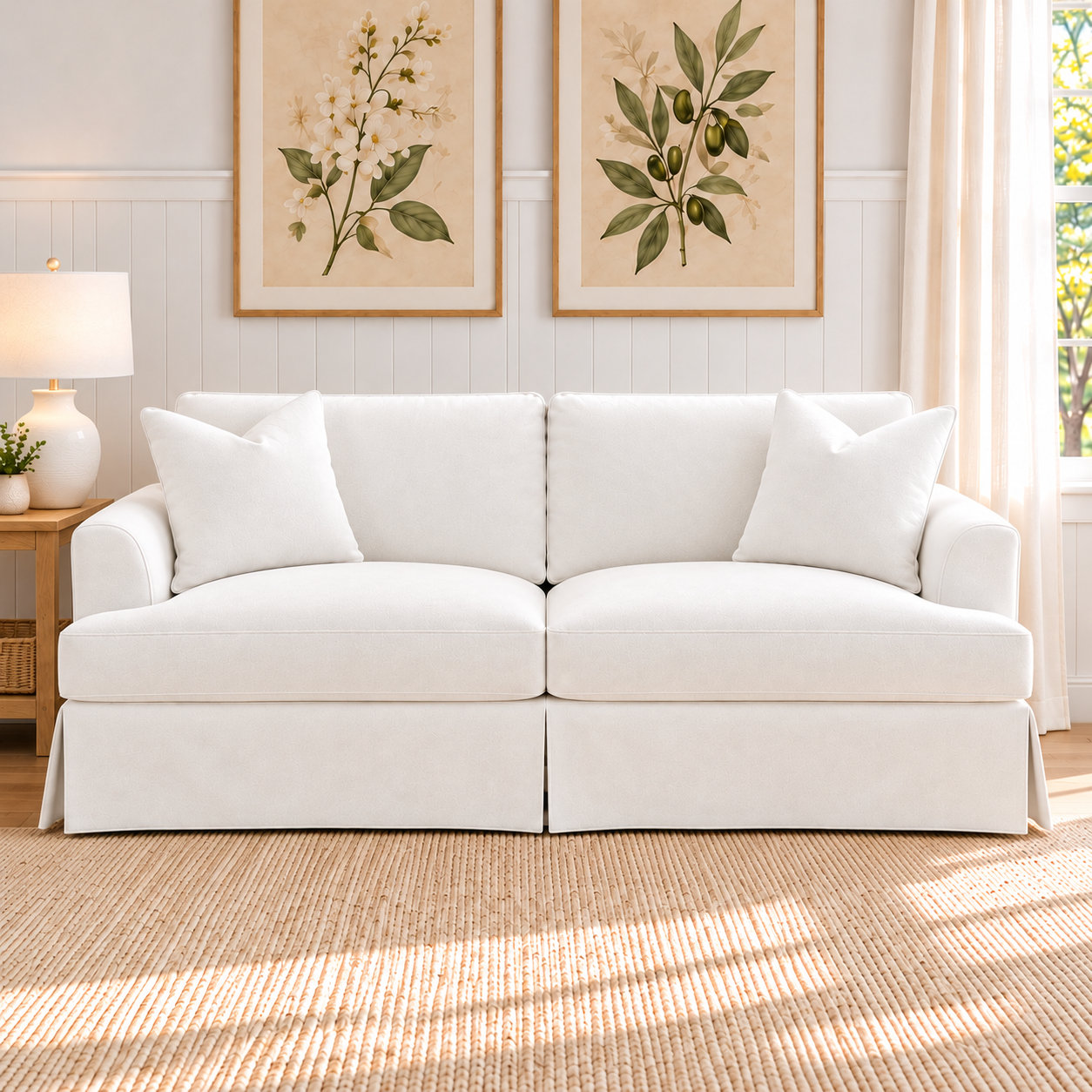 Lucia Cotton Upholstered Sofa, Nomad Snow Crypton® Chenille