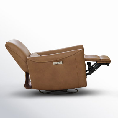 Santo 33" Genuine Leather Swivel Power Recliner