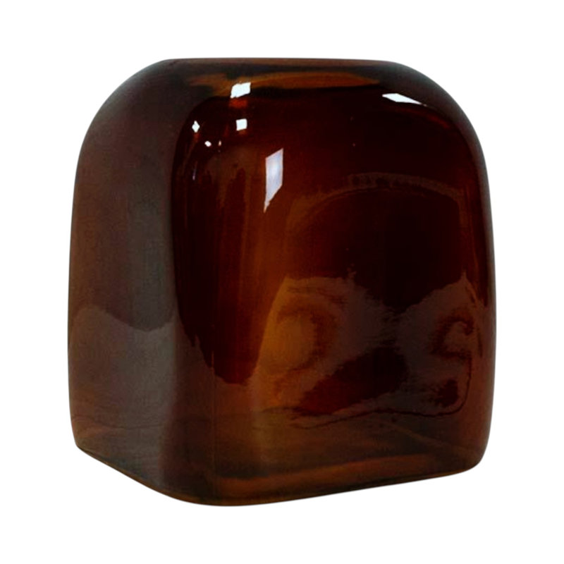 Burnt Amber Square Bubble Glass Vase, Green