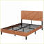 Structure de lit plateforme grand en métal avec rangement sous le lit, aucun sommier nécessaire, brun rétro pour chambre principale / d'amis