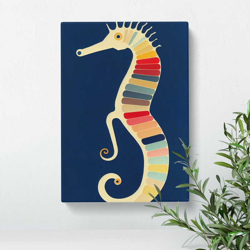 XV1022-5038X Vintage Seahorse Art - Print, No Matte, 76cm H x 50cm W, Wrapped Canvas