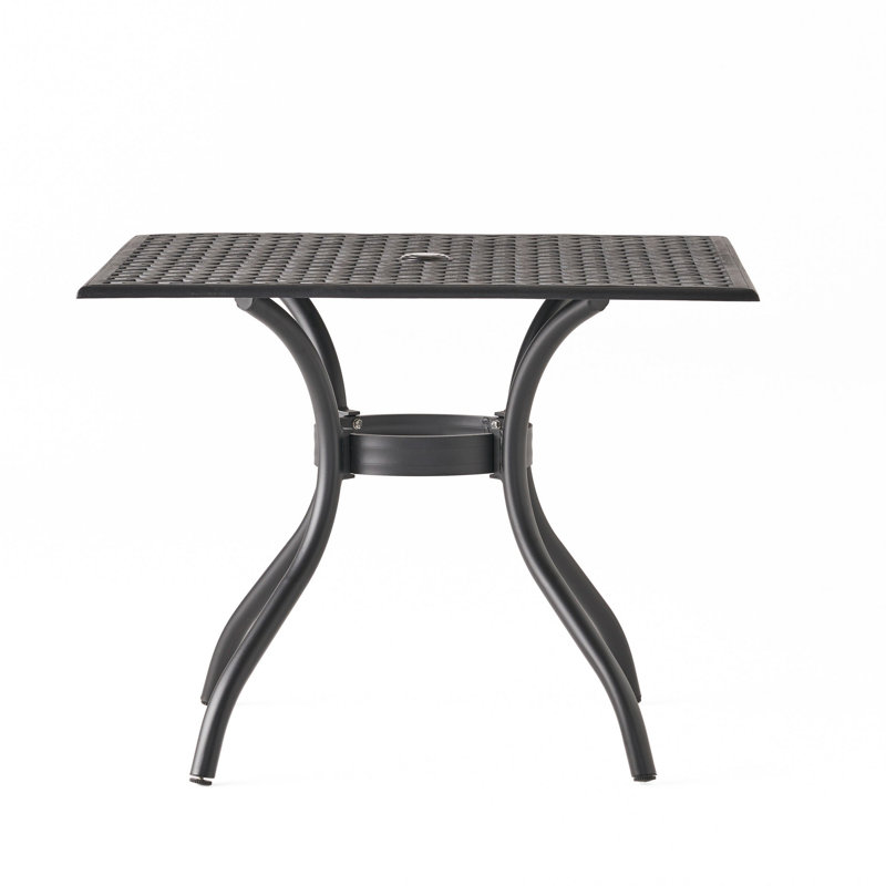 Thomasson Square Metal Outdoor Dining Table With Umbrella Hole , 39.5'' in. W 39.5'' in. D