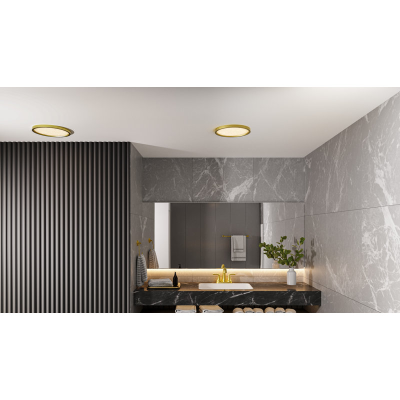Outskirts Integrated LED Flush Mount With CCT Switch, 1" H x 15" W x 15" D, Brushed Gold