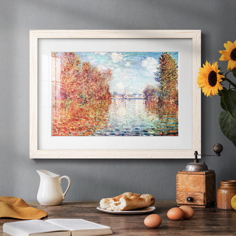 «Autumn in Argenteuil» par Monet, reproduction encadrée rustique avec tableau mat, Blanc, H 14 po x l 20 po x P 1,5 po