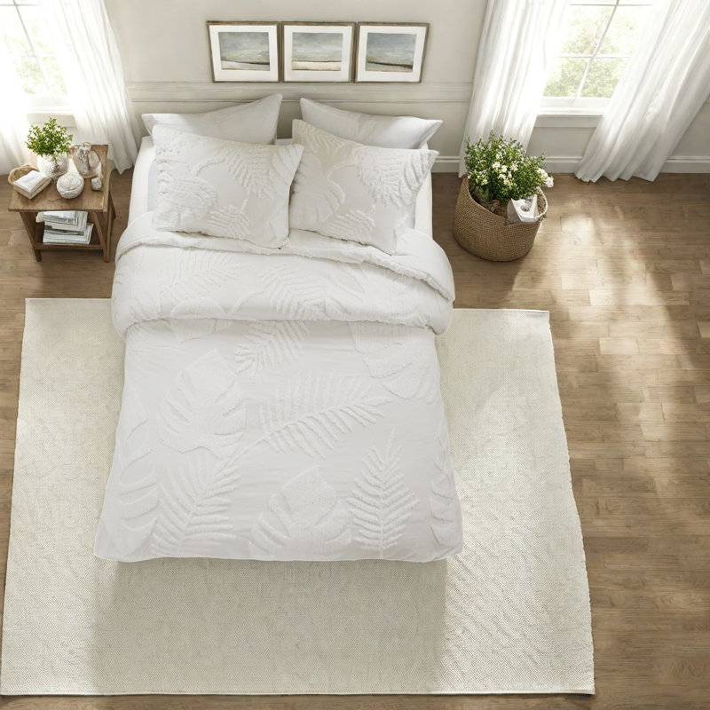 Ensembles de literie en coton Coastal Charm, édredon en palmier capitonné, très grand style plage