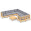 Ensemble de salon de jardin en bois de pin massif gris Vidaxl, tissu (100% polyester)-373626330-373626331