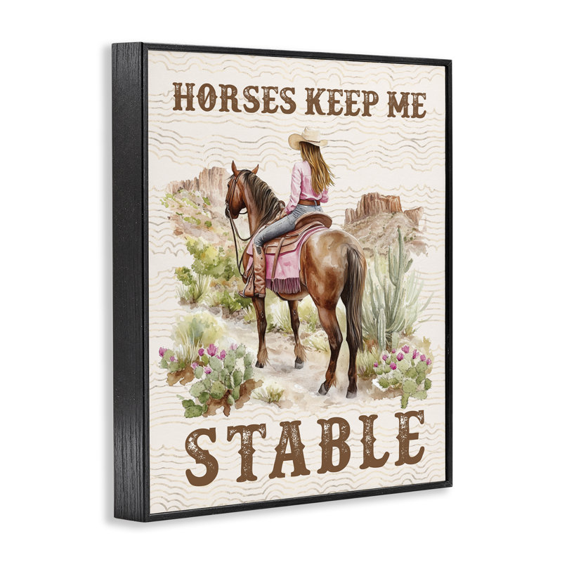 Chevaux Keep Me Stable, estampe numérique encadrée avec lettres et doublure, H 14 po x l 11 po, Giclée encadrée noir minuit