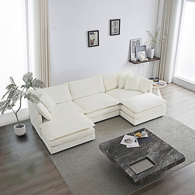 Canapé 2 places Kase, 33" H x 111.5" W x 57.4" D, Blanc