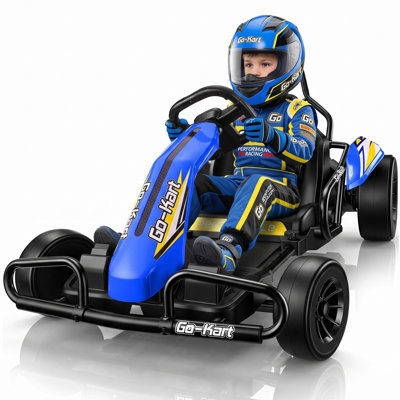 Kart électrique Alex 24V avec dossier pour enfants de 6 à 12 ans, kart à 2 vitesses avec deux moteurs, batterie 10AH, siège réglable, chariot d'extérieur fou, lumières DEL, vitesse maximale de 8,5 MPH, 150 lb
