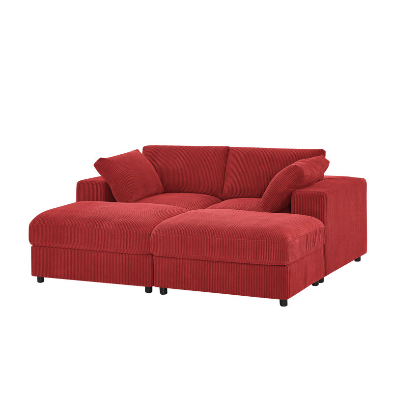Canapé modulaire en velours côtelé Belltrail, Velours côtelé rouge