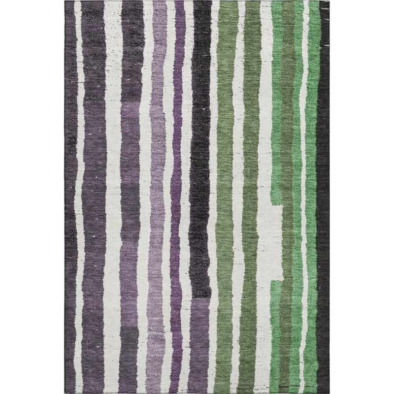 Premium Machine Washable Kemmer AMF1961 Stripes Rug, Rectangle 8' x 10'