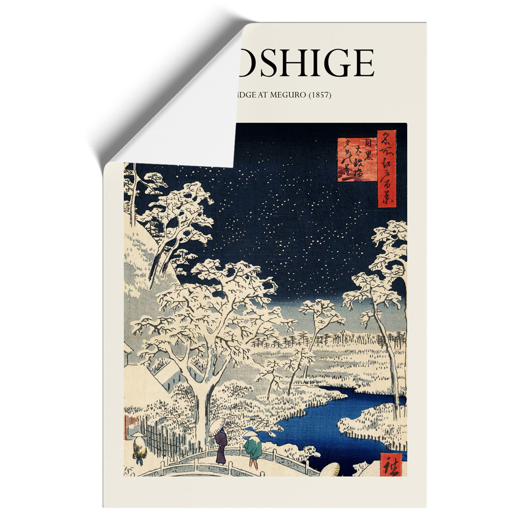 Meguro Drum Bridge and Sunset Hill Print by Utagawa Hiroshige - Frameless Print