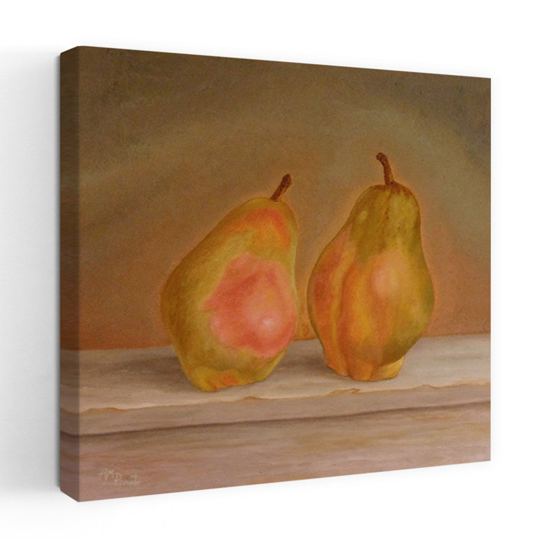 Art mural doré doré et poires, H 18 po x l 18 po