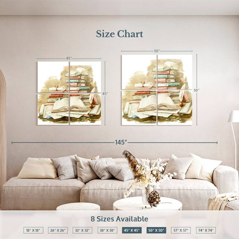 Kerner Old Book Writing, 50" H x 50" W