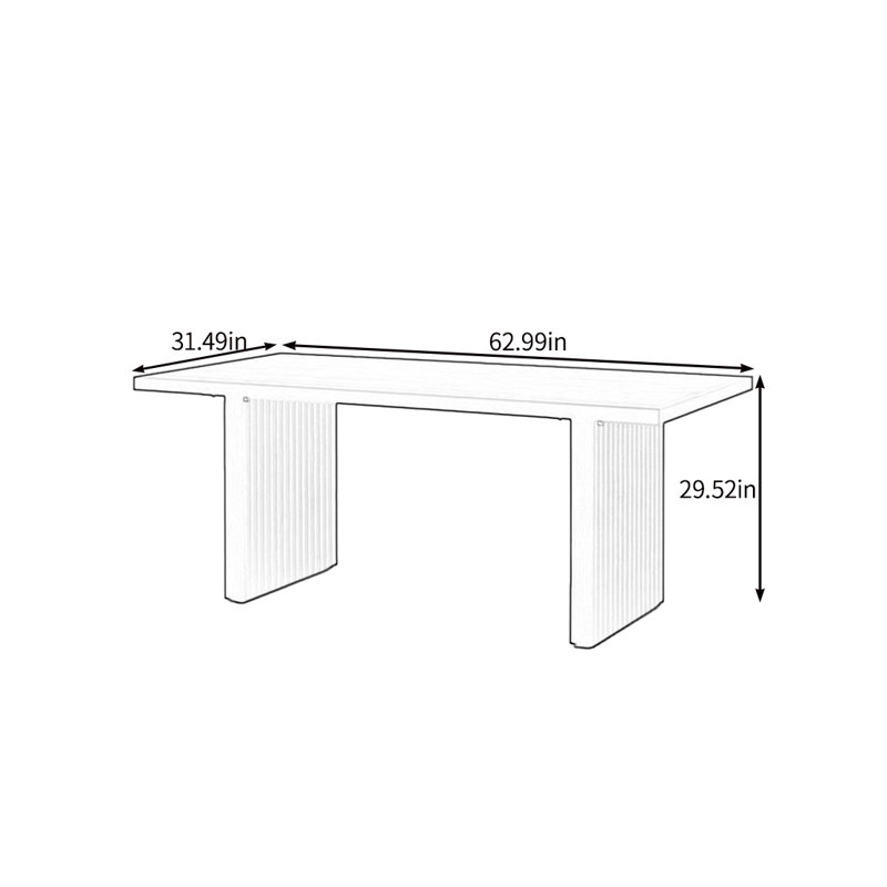 Table de salle à manger simple et de haute qualité en bois massif, H 29,52 po x L 62,99 po x l 31,49 po