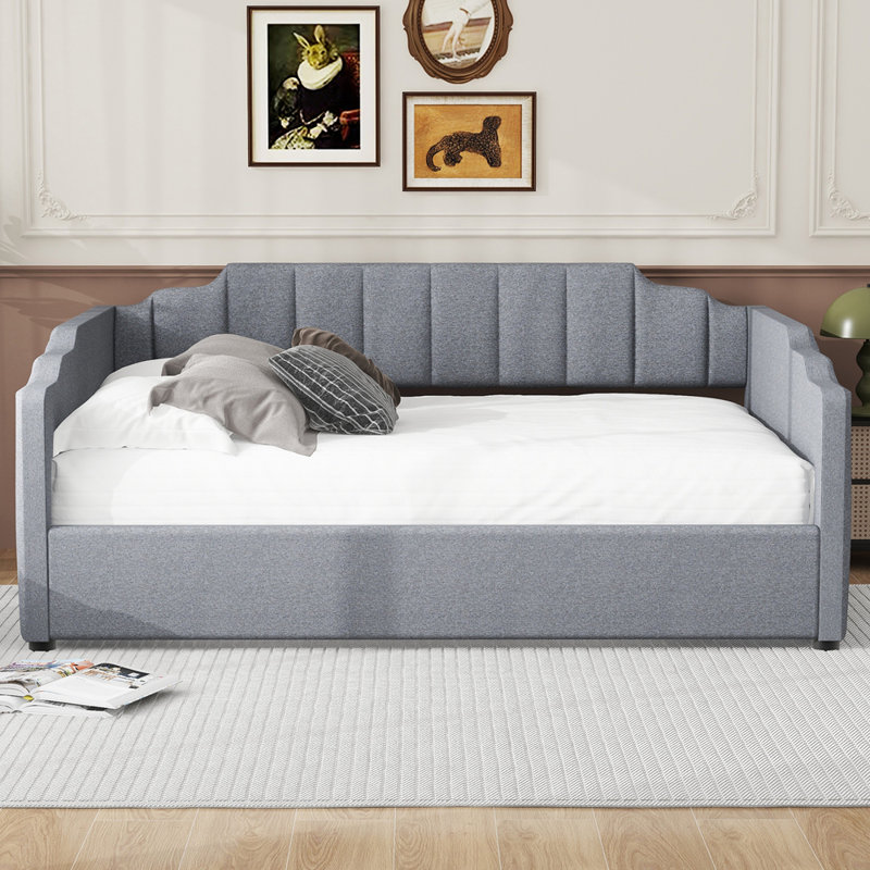 Upholstered Daybed with Underneath Storage, Gray, Full/Double