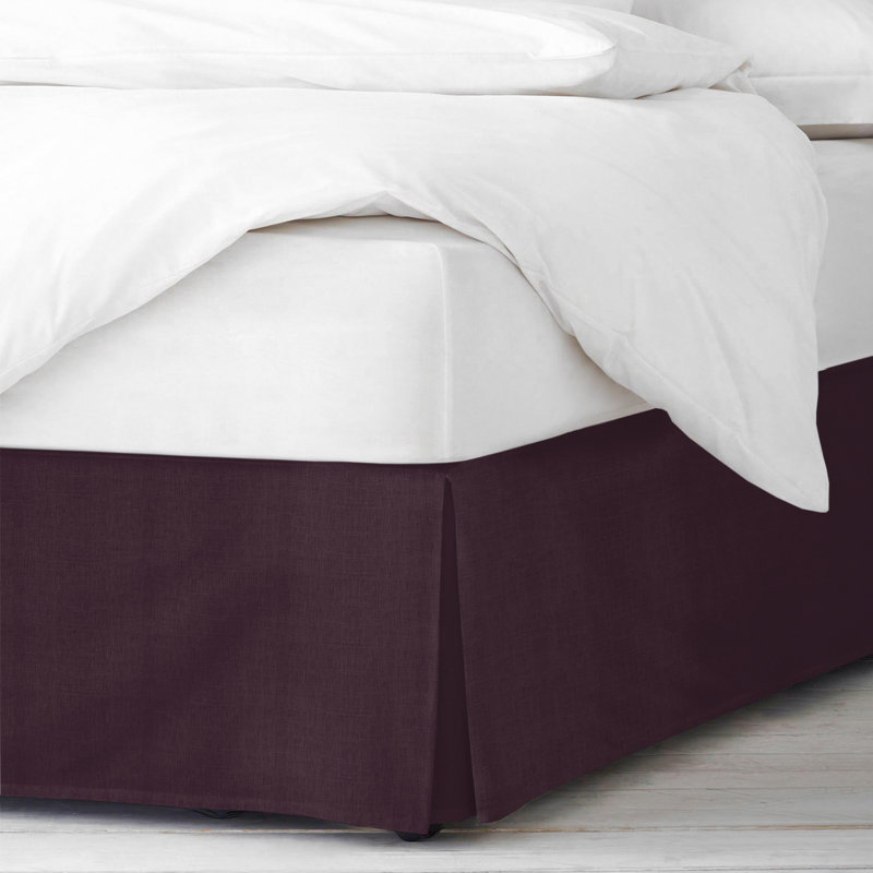 Elsie Linen Look Cotton Tailored Bed Skirt, Queen, Eggplant