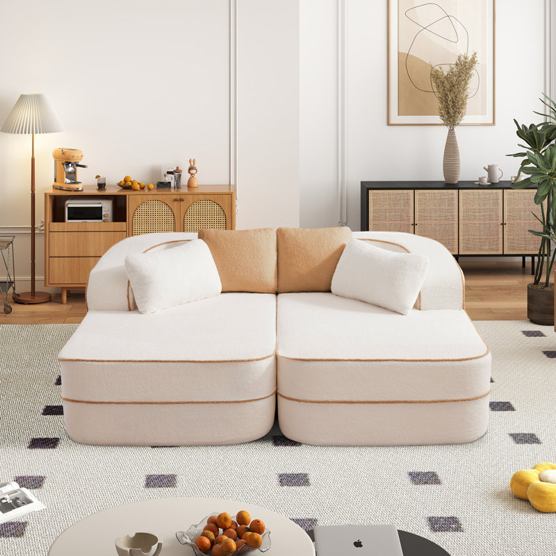 Canapé surdimensionné en tissu pelucheux sans assemblage 32D, Blanc