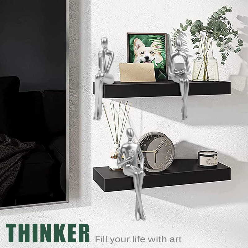 3 - Piece Set of Abstract Thinker Statues, Silver