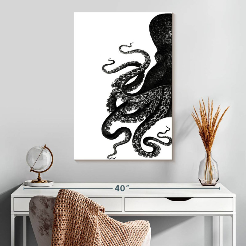 Brampt Octopus Black And White I, 30" H x 20" W