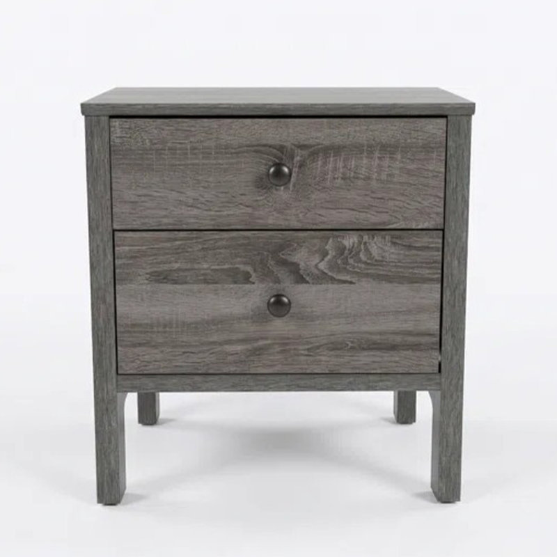 Modern Nightstand With 2 Drawers, Bedside Table Storage, Gray