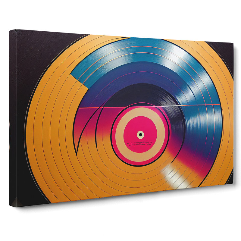 Unusual Vinyl Record Art Abstract - Wrapped Canvas, 40cm H x 60cm W x 3cm D