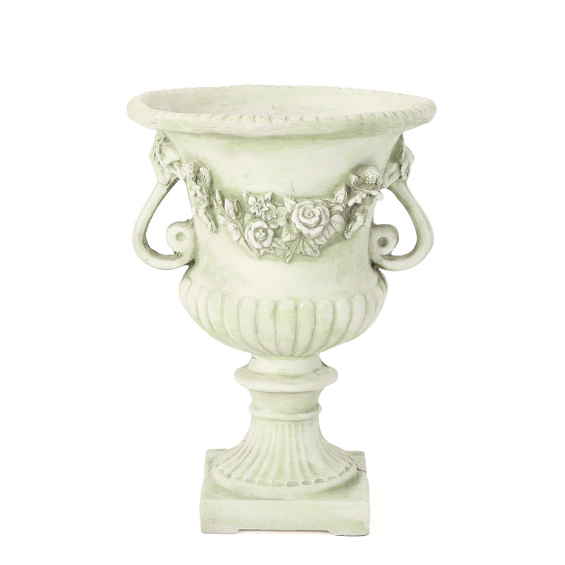 Magnesium Oxide Garden Urn Planter - Lightweight Concrete, 17.41"W X 17.41"D 24.03"H, No Assembly, White Color For 24.03" H, 17.41" W&D,