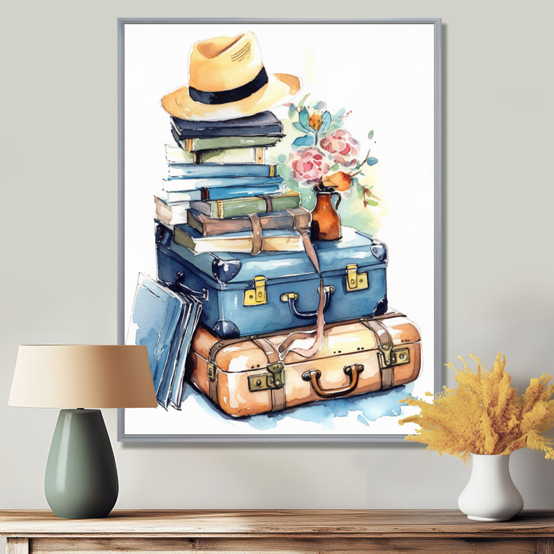 Voyage aventure I - Art mural campagne pour le salon, H 32 po x l 24 po x P 1 po, Cadre argenté flottant