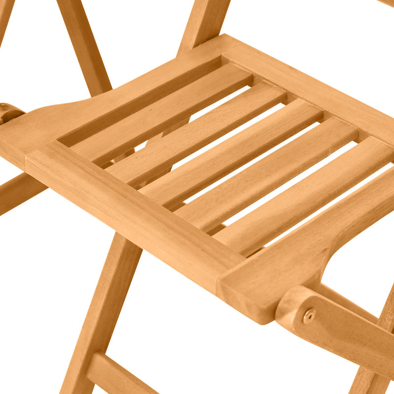 3 Wood Bistro - Folding Patio Furniture With 2 Chairs & Round Coffee Table For Backyard, Balcony, Deck. -Like Finish, Slatted Design, No Assembly Required Table. Fade-, Deck, Backyard