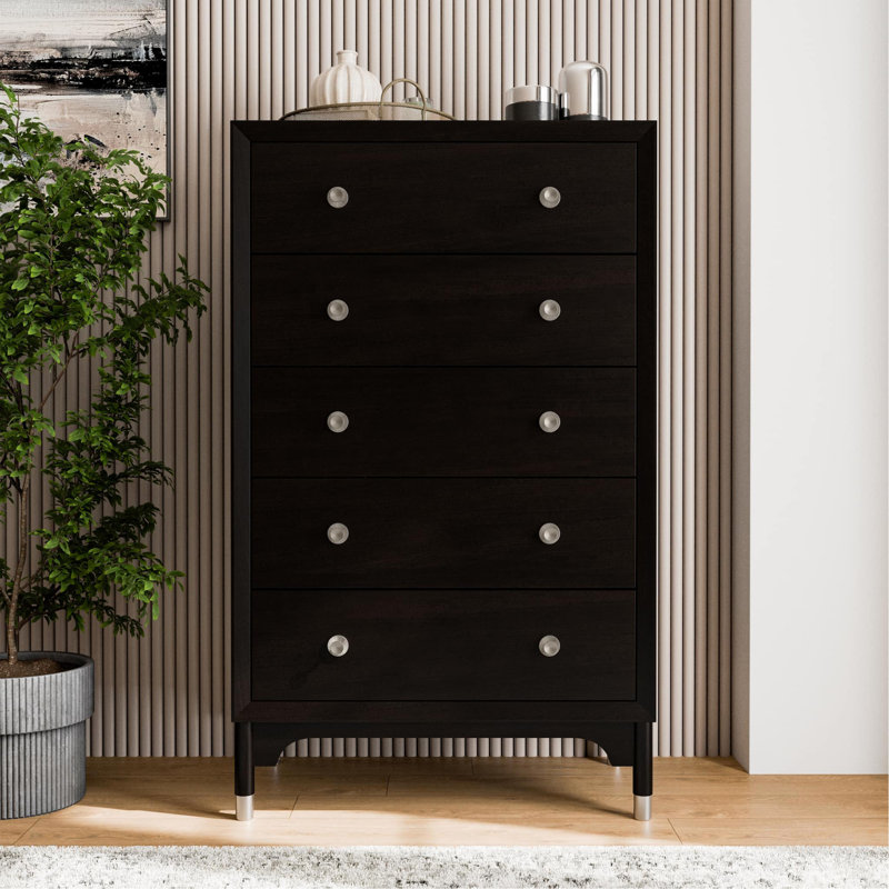 Commode haute en bois à queue d'aronde anglaise 1 pièce Mid-Century