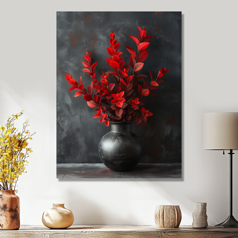 Décoration murale rouge rouge noir eucalyptus III - eucalyptus, Métal métal, H 32 po x l 16 po