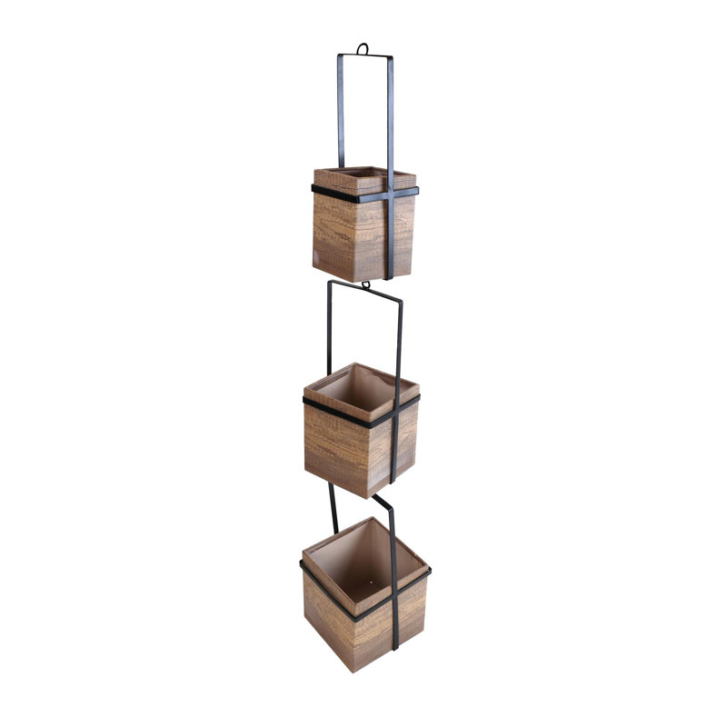 VIP Metal 43.75 in. Brown Frame and Box Hanging Planter with Drainage Plug Set of 3
