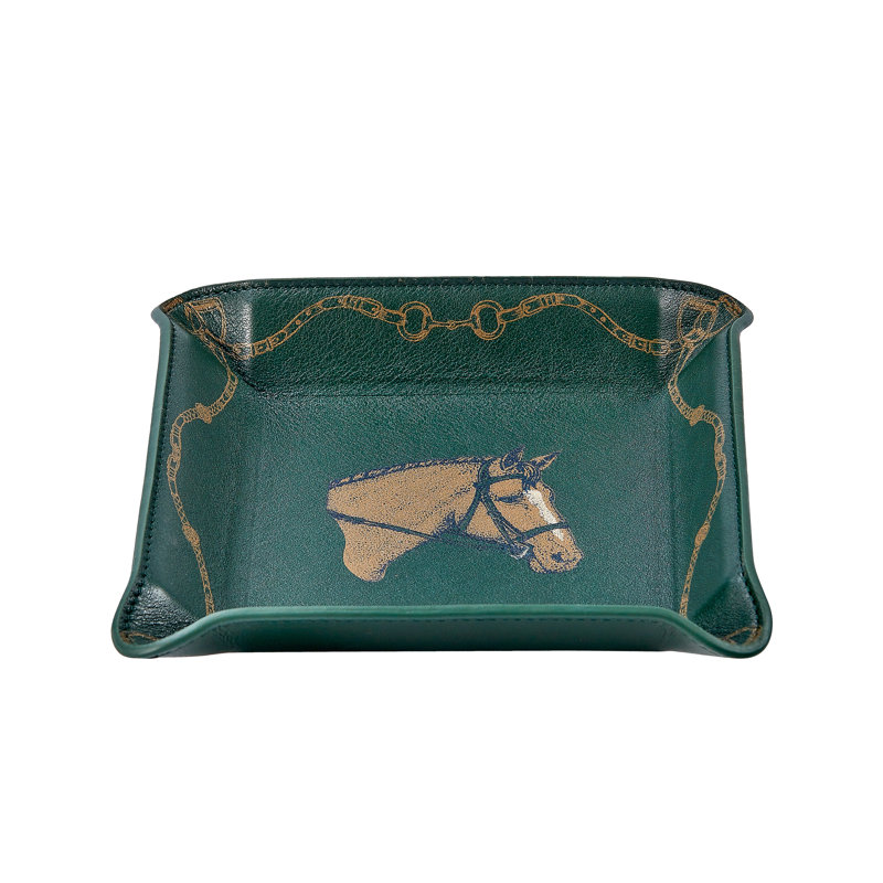 Equestrian Leather Catchall Tray, Green