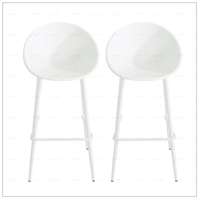 Tabouret Gable avec mélange de plastique résistant aux intempéries et structure en fer pour une assise extérieure durable