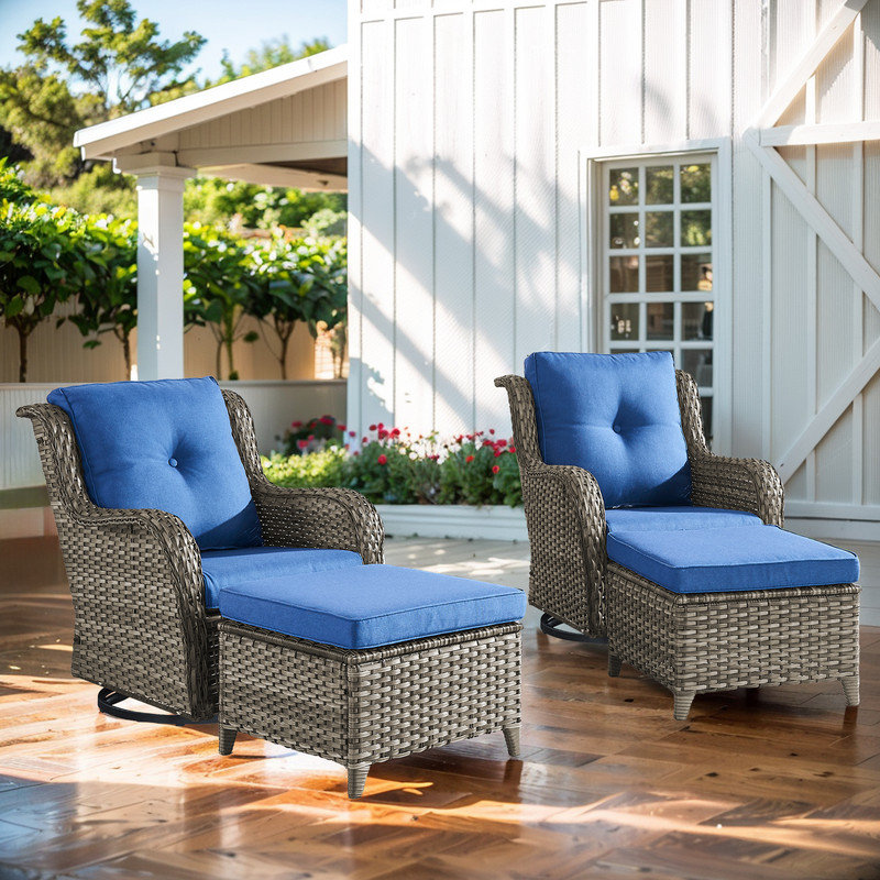 Chaise d'extérieur Elga, Bleu, Gris