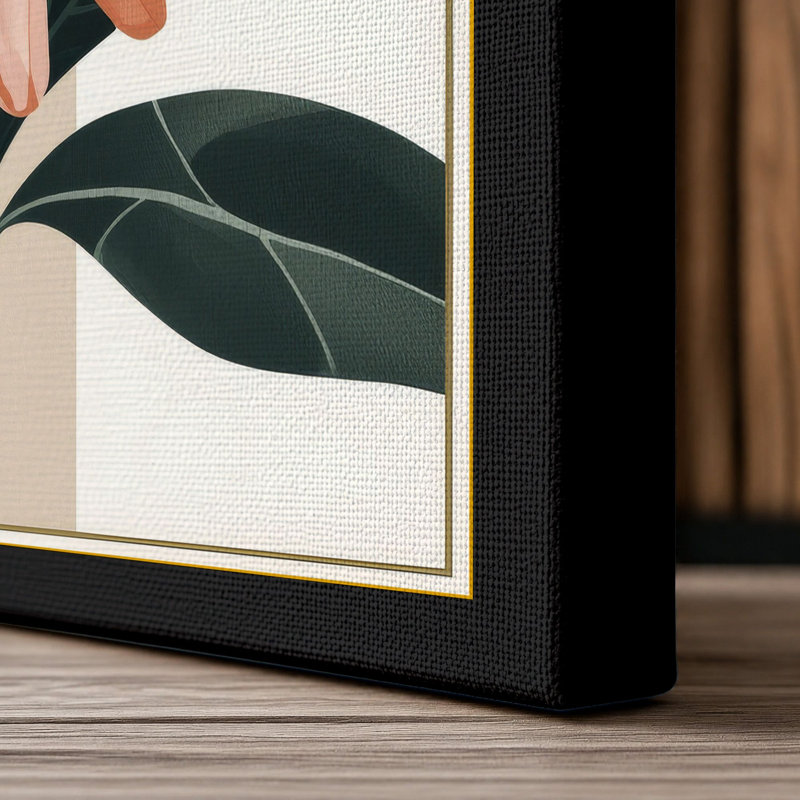 Single Stem in Bloom Botanical - Wrapped Canvas, 36x24 - 91.4 x 61.0 cm, Black Border
