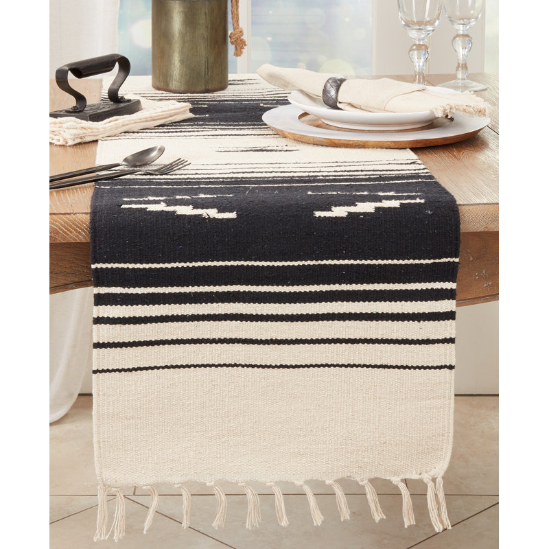 Earthy Southwestern Fringe Table Runner With Desert Tones
