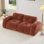 Canapés capitonnés à 2 places avec canapé sans os, tissu en velours doux, conception antidérapante inférieure, éponge haute densité 32D, conception ergonomique inférieure, aucun assemblage requis, convient aux salons, brun rouge