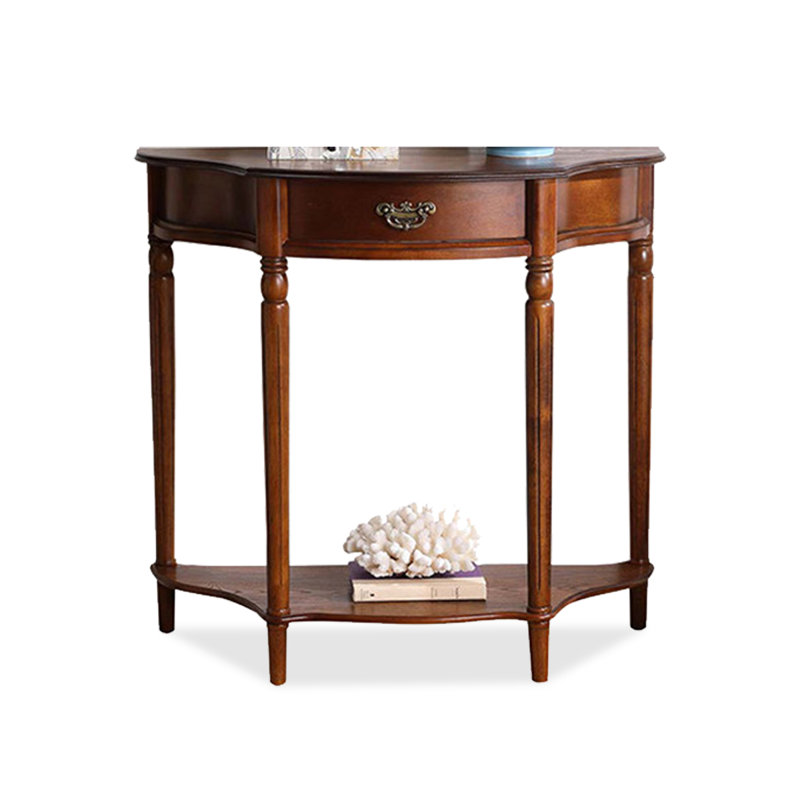 Console de hall d'entrée avec rangement à deux niveaux Traditional, Bois brun, Bois brun, Bois brun