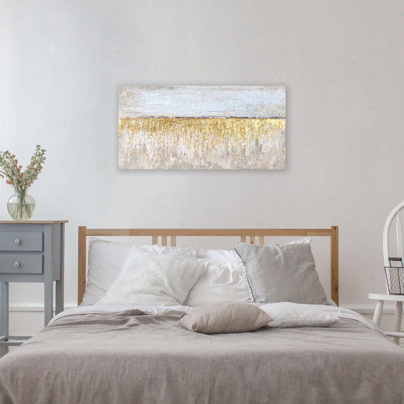 Golden Seacoast - peinture sur toile tendue, H 20 po x l 40 po x P 2 po