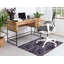 Tapis intérieur / extérieur rectangulaire en polyester tissé à la machine damassé noir / bleu marine-228649862