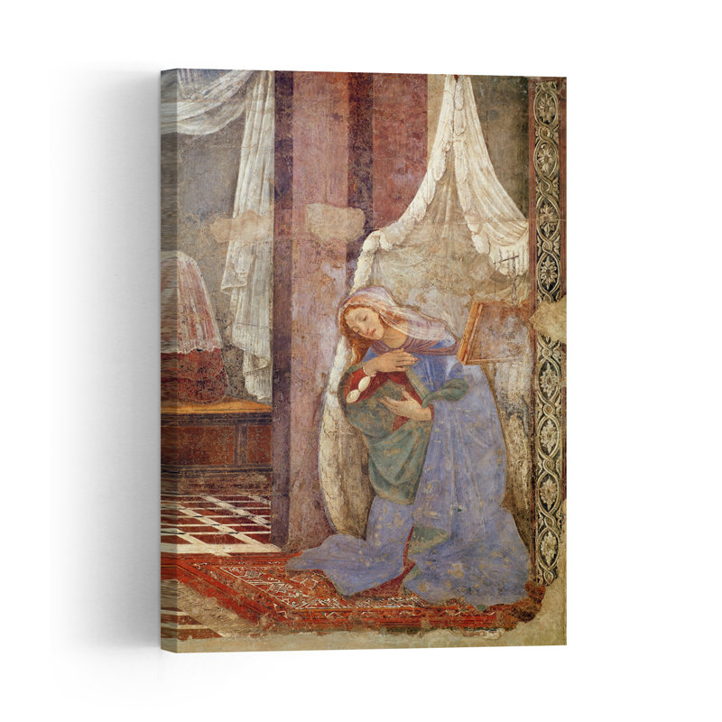 Annunciation, Detail Of The Virgin, 1481 Abstract Contemporary Wall Art Print by Sandro Botticelli - Wrapped Canvas Print