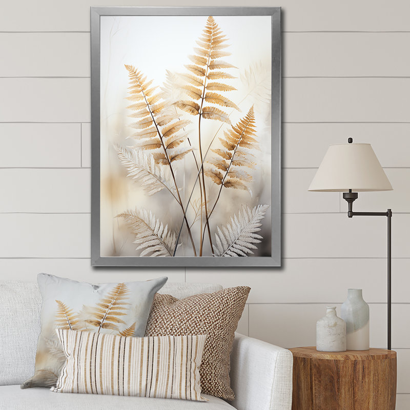«Lankheit Minimalisme Ferns Verdant Elegance I», reproduction sur toile, H 44 po x l 34 po x P 1,5 po, Cadre photo argenté