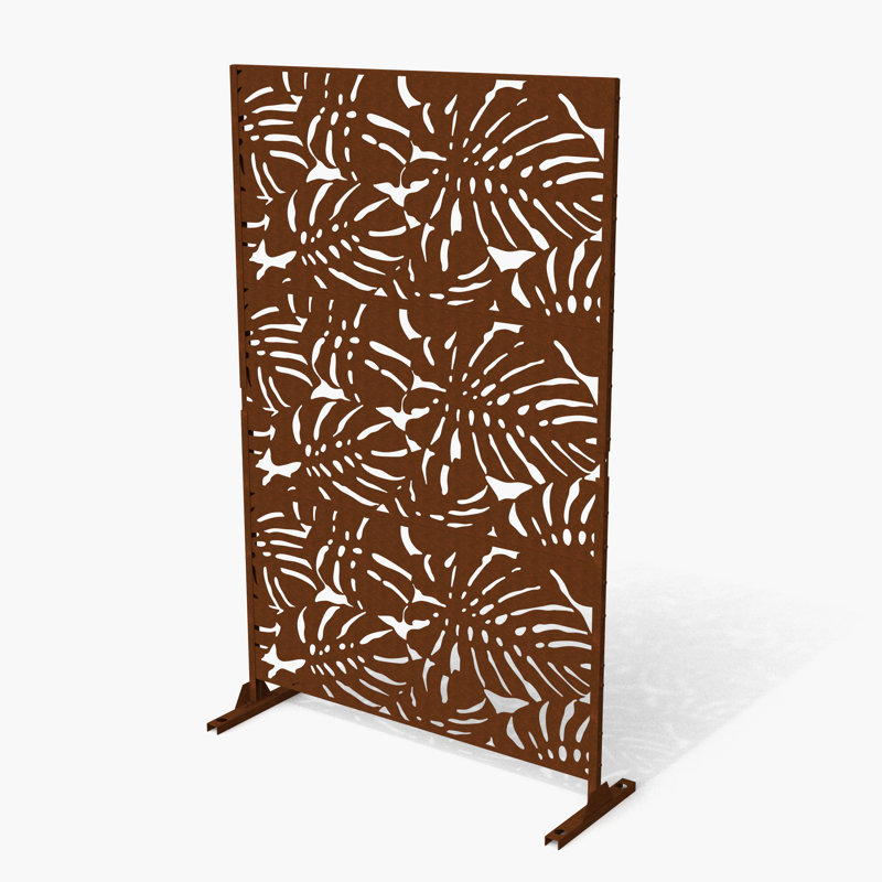 Pacifa 6 ft. H x 4 ft. W Freestanding Privacy Screen with Wider Feet, Reddish Brown