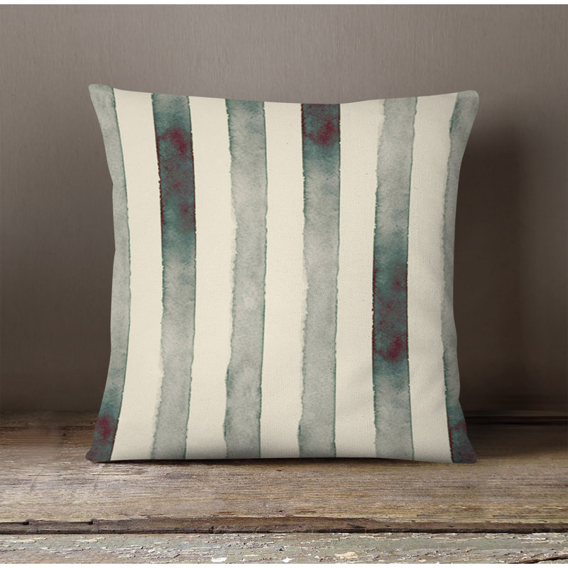 Throw Pillow Cover Only, Brown/Green Striped 2, 18"H x 18"W