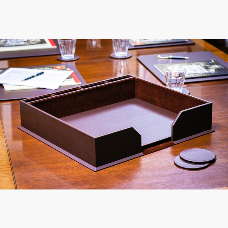Hingham Vinyl Desk Organizer Set, Chocolate Brown