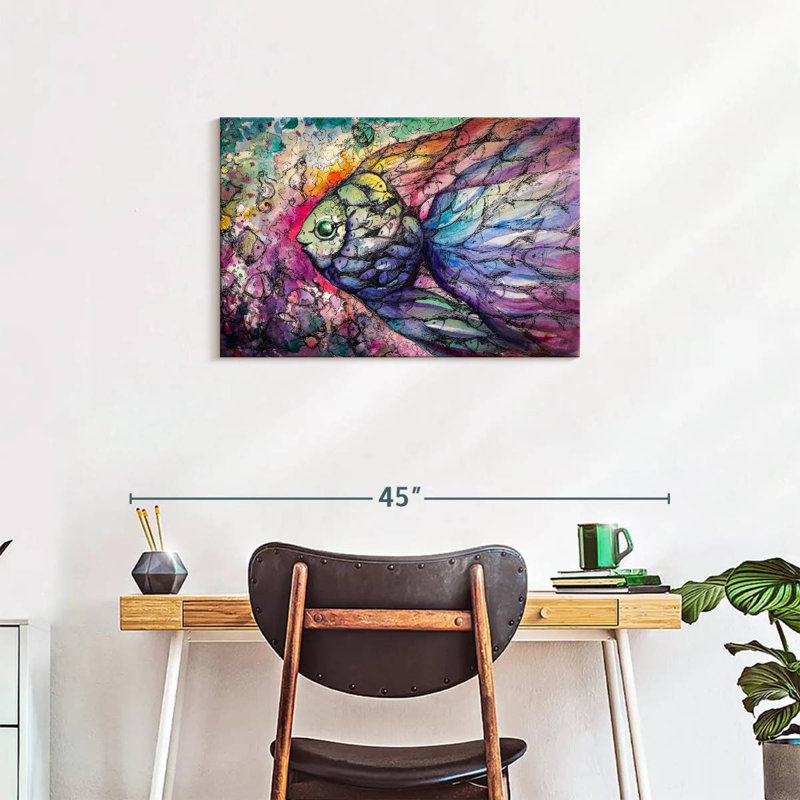 Brampt Abstract Rainbow Fish, 20'' H x 30'' W