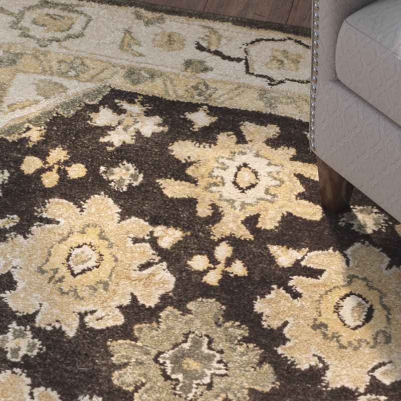 Tapis brun / ivoire en laine touffeté à la main Ladd, Rectangle 9 pi x 12 pi
