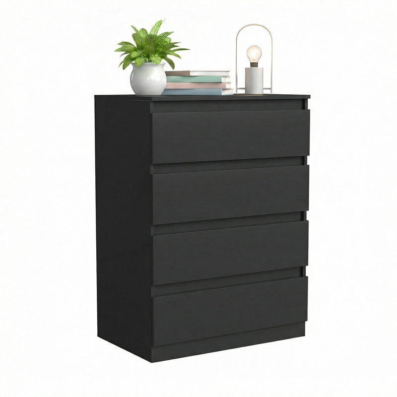 4-Drawer Dresser, 32" Storage Chest For Small Spaces, Anti-Tip Included, Black